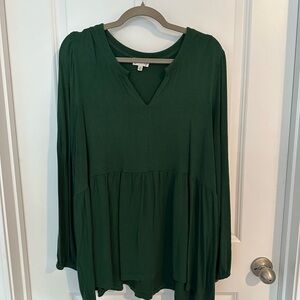Wonderly Green Tiered Tunic with Relaxed Fit